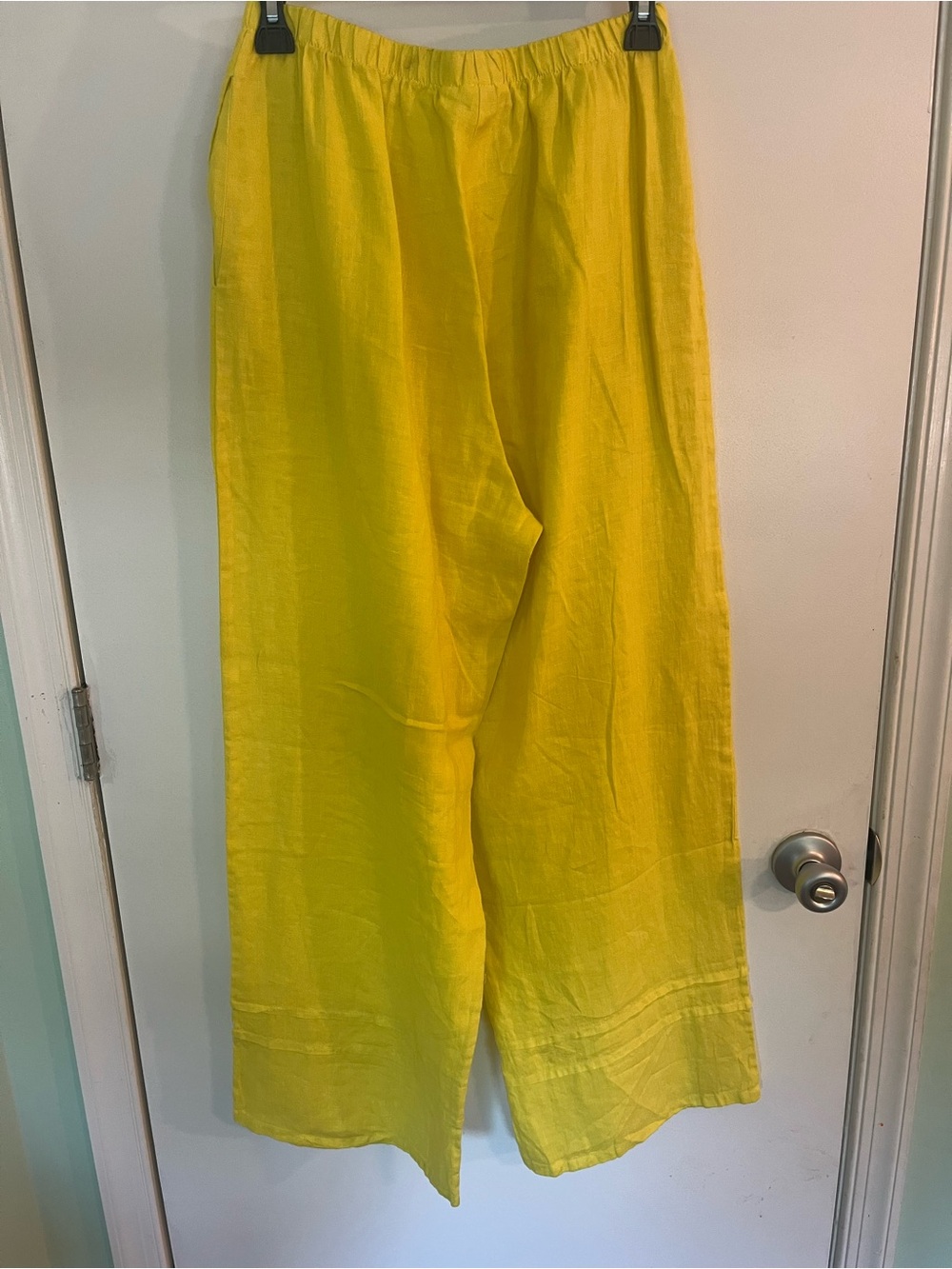 bryn Walker Wide-Leg Elastic Waist Linen Pants in Yellow With Pockets đź’Ż Linen - Picture 3 of 9